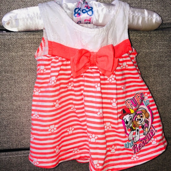 Newborn Toddler Baby Girl Orange & White / DRESS Sleeveless/ NICKELODEON/Pups - Picture 4 of 5